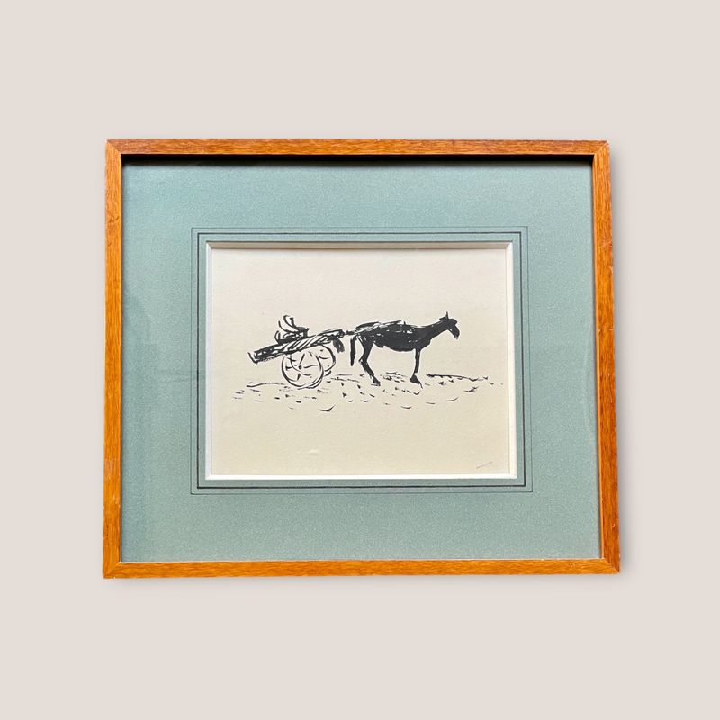 Marquet Albert, India ink "Arabe couduisant son âne" (Arab riding his donkey)