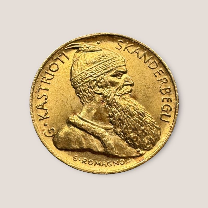 Albania, 20 Franga Ari, Skanderbeg, 1927 V, Uncirculated gold coin