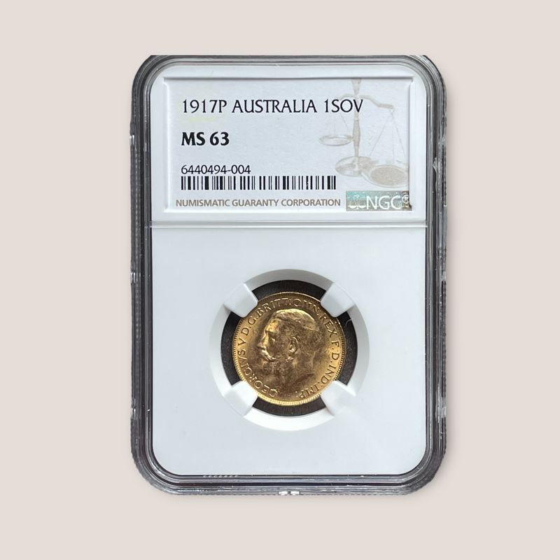 Australia - George V Golden Sovereign 1917P NGC MS63