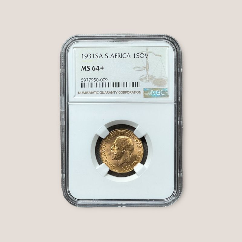 South Africa - George V, golden sovereign 1931SA NGC MS64+